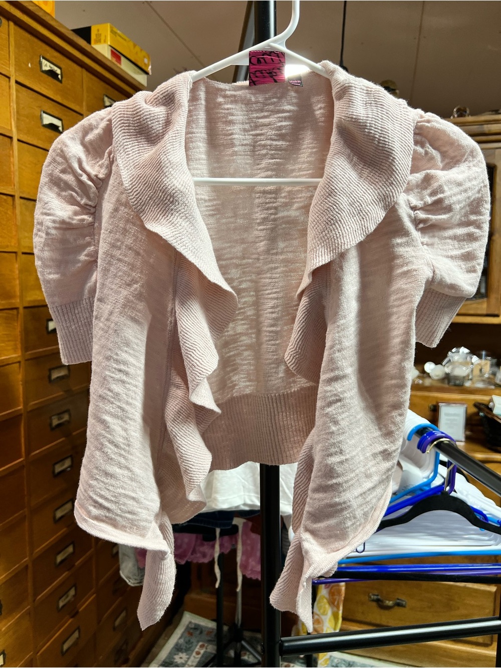 Takeout Blush Pink Knit Top with Script Tag
